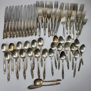 Exquisite 1957 Flatware Set 61Pcs Service for 11+ Vintage Silverplate Rogers - Picture 1 of 24