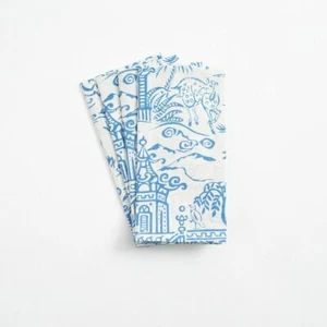 Juego de 4 servilletas de algodón indio impresas a mano Pagoda Toile 50 cm - Imagen 1 de 2