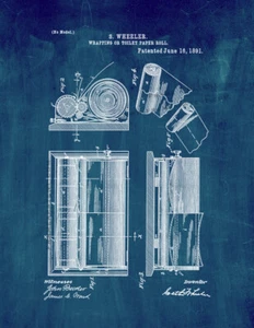 Wrapping Or Toilet Paper Roll Patent Print Midnight - Picture 1 of 3