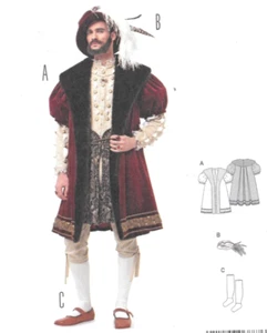 Burda 6887 Men Historical King Henry VIII Shakespeare Costume Pattern Size 36-50 - Picture 1 of 4