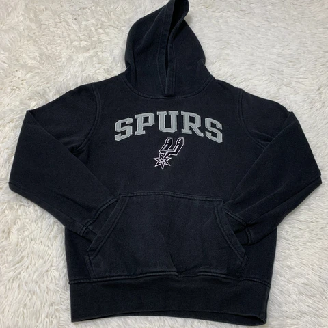 Vintage San Antonio Spurs Hoodie Youth Small Black Pullover Sweatshirt NBA Cover