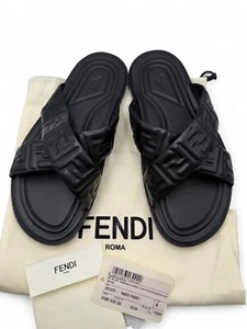 Fendi Sandali Nero In Pelle e Gomma Nuovi Mai Indossati Con Scatola e Tutto - Imagen 1 de 10