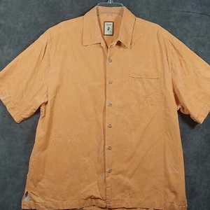 Jamaica Jaxx Hawaiian Shirt Large Pastel Orange 100% Silk Button Up - Picture 1 of 10