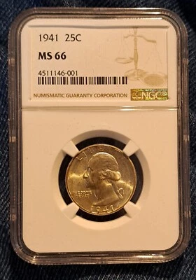 1941 Washington Quarter NGC MS66 Foto 1 de 2