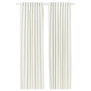 IKEA SANELA Velvet Curtains, 1 Pair (2 Panels ) Off-White , 55" x 84" New - Picture 1 of 6