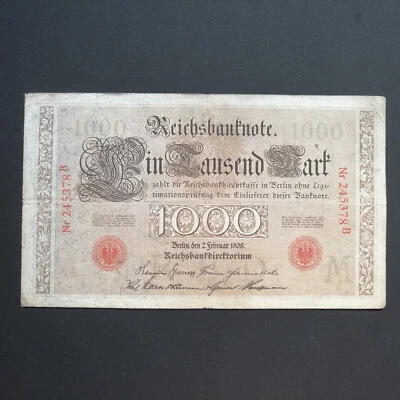 ALEMANIA 1000 MARCOS 1908 P-36 - RARO - EN MUY BUEN ESTADO Foto 1 de 3