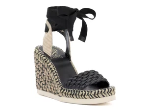 Vince Camuto Leather Espadrille Wedges - Bryleigh Black NEW size 9.5M Sandals - Picture 1 of 1