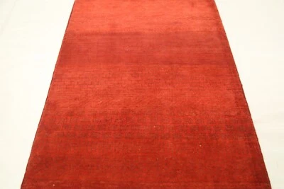 3x4 Ft Brick Red Gabbeh  Afghan Handmade Tribal Striped Lori Baft Wool Rug - Image 1 of 4