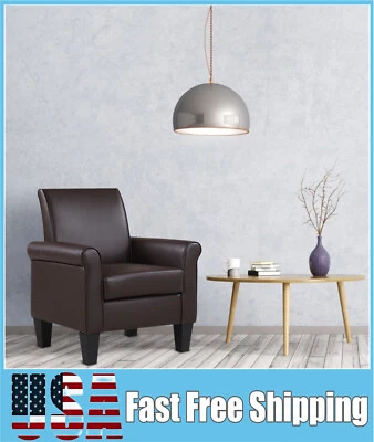 Moderno sillón acento imitación cuero cómodo sofá futón individual para sala de estar EE. UU. Foto 1 de 4