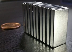 10 imanes de bloque de neodimio grado N52 súper fuertes tierras raras 1"" X 1/2"" X 1/8"" - Imagen 1 de 12