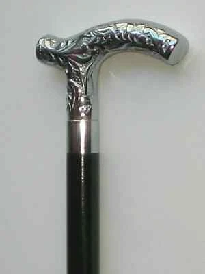 Vintage Silver Brass Handle Wooden Walking Stick Victorian Antique Cane Style - Image 1 of 4