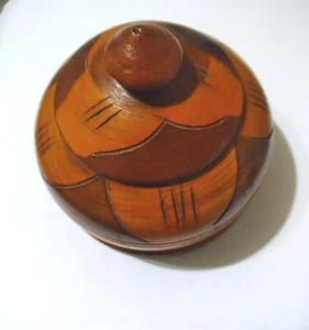 Holzschüssel mit Deckel 2 Ton Schmuckstücke Schlüssel Münzen 4 x 4 Boho - Bild 1 von 5