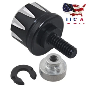 Black Rear Seat Bolt Screw Tab Knob Cover Nut Mount For Harley Davidson 1996-Up - Picture 1 of 18