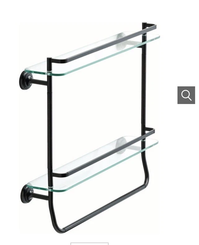 Prateleira dupla de vidro Delta FSS08-VBR 20" com barra de toalha bronze veneziano - Imagem 1 de 2