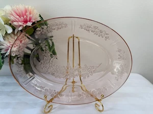 Federal Glass Pink Sharon Cabbage Rose Oval Platter – Depression Glass 1930s - Picture 1 of 4