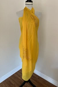 Costume da bagno donna Sarong copricostume vestito avvolgente giallo motivo stampato pesce dorato - Foto 1 di 24