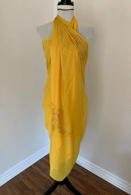 Traje de baño para mujer Sarong vestido envolvente amarillo dorado estampado de peces Foto 1 de 4