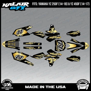 Graphics Kit for Yamaha YZ250F (2014-2018) & YZ450F (2014-2017)  Vintage - GOLD - Picture 1 of 4