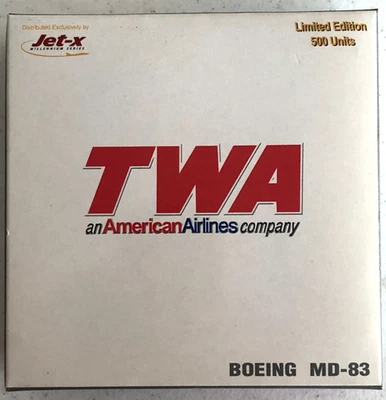 Jet-X , TWA Boeing MD-83, Limited Edition, 1:400 Scale Die Cast Model Airplane - Image 1 of 4