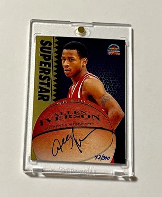 1997 Score Board Allen Iverson Autograph SP Gold Foil + 76ers SP #’d /300 Auto - Image 1 of 2