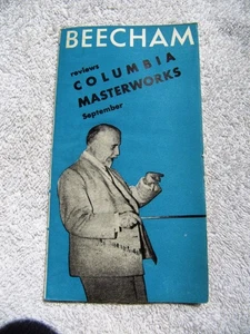 September 1941 COLUMBIA MASTERWORKS Supplement Reviews Beecham RECORD CATALOG - Foto 1 di 3