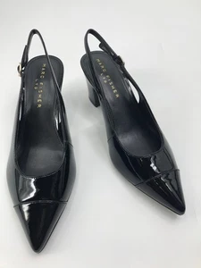 Marc Fisher Blakeley Slingback Pump Heel Black Patent Leather Size 7 NEW - Picture 1 of 7
