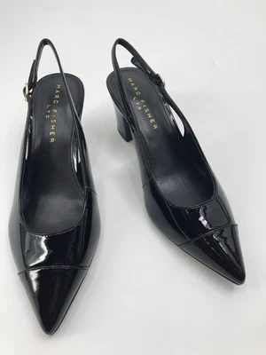Marc Fisher Blakeley Slingback Pump Heel Black Patent Leather Size 7 NEW - Image 1 of 4