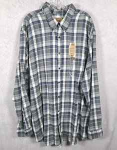 Nueva Camisa Fundición Franela Abotonada 2XLT Algodón Suave Ropa de Trabajo Para Hombre Azul Gris - Imagen 1 de 10
