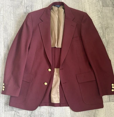 Abrigo deportivo vintage de cricket para hombre rojo vino con botones dorados Foto 1 de 4