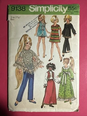 Vintage Sewing Pattern Simplicity 9138 Ideal 17.5" Crissy Doll 1970 UNCUT - Image 1 of 2