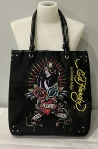 VTG Ed Hardy Black Tote Bag Panther Love Kills Slowly Christian Audigier 15X14 - Bild 1 von 11