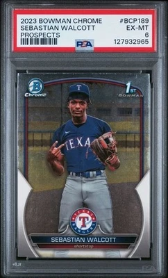 2023 Bowman Chrome #BCP-189 Sebastian Walcott - 1st Bowman PSA 6 - Image 1 of 2