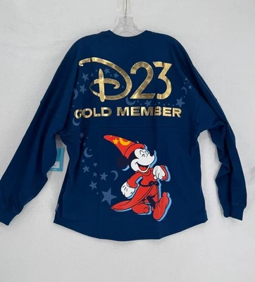 2025 Disney D23 Gold Member Sorcerer Mickey Navy Blue Spirit Jersey Sz L NEW - Image 1 of 4