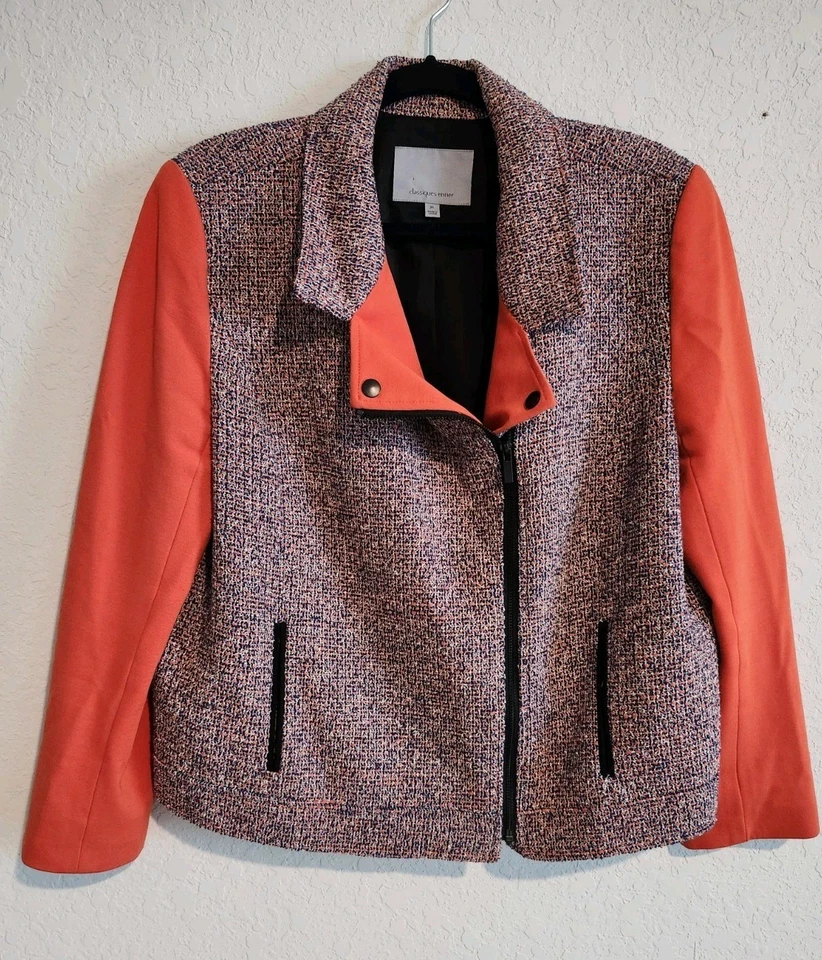 Blazer Classiques Entier Mujer Chaqueta Moto XL Tweed Manga Coral Cremallera Frontal... Foto 1 de 4