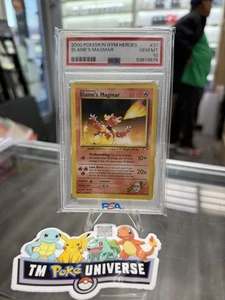 PSA 10 BLAINE'S MAGMAR #37 - Gym Heroes 2000 WOTC Pokemon Card LOW POP - Picture 1 of 2