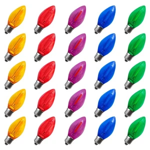 25-Pack C7 LED Multicolor Christmas Light Bulbs, 0.6W,E12 Candelabra Base, Cl... - Picture 1 of 8