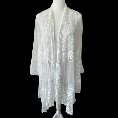 Torrid Ivory Lace Scalloped Edge Ruana One Size Sheer Floral Shawl Wrap Boho NWT - Image 1 of 4