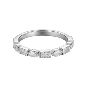 0.372CTW 14K White Gold Natural Diamond Wedding Band Ring MZ6381 - Picture 1 of 7