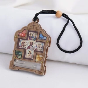 Orthodoxe Holzikone, christliches Amulett religiöses Dekor, Wohndeko - Bild 1 von 2