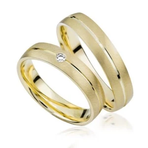 S906 Trauringe Simon & Söhne 333 Gold | Au9 Kollektion | 1 Brillant | schrägmatt - Picture 1 of 1