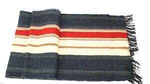 POTTERY BARN STRIPED Wool Blend Blanket Farmhouse Southwest Tabl RUNNER 18 X 108