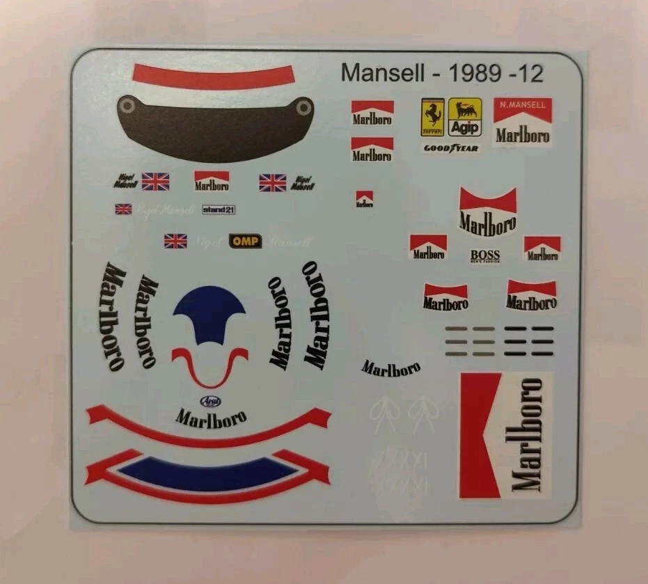 Ferrari 640 641 Nigel Mansell " Figure Decals " 1989 / 1990 1/12 - Immagine 1 di 1