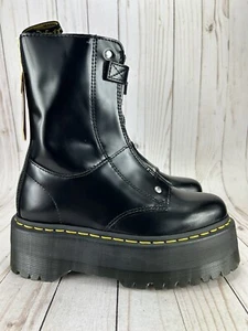 Dr Martens Jetta Hi Max Platform Boots Chunky Zip Up Black Leather Womens Size 7 - Picture 1 of 13
