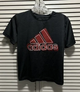 Adidas Gray/Red Logo Graphic Tee Size S (8) Short Sleeve Crew Neck Polyester - Picture 1 of 6