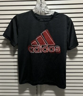 Adidas Gray/Red Logo Graphic Tee Size S (8) Short Sleeve Crew Neck Polyester - Image 1 of 4