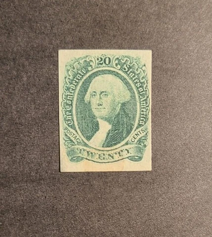 U.S. Confederate Stamp (1861-64) CSA#13 George Washington 20-cent Green Cover