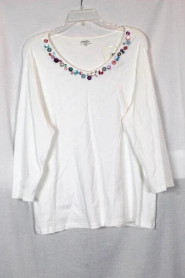 Blusa informal esquina anexo blanca para mujer manga larga cuello en V talla 1X 037 Foto 1 de 4