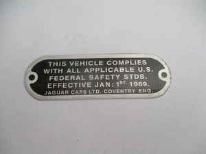 Typenschild Schild Jaguar Oldtimer - Bild 1 von 1