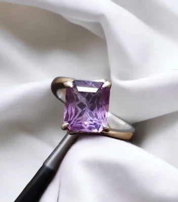 Anillo de amatista real para mujer de plata 925 corte elegante banda de amatista natural para ella Foto 1 de 4