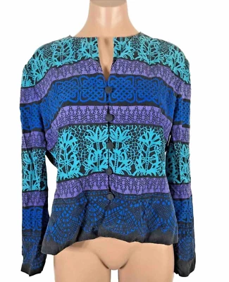 Falda de Seda Vintage Recortada Adrianna Papell Talbots 14 Traje Chaqueta Forrada Azul Foto 1 de 4